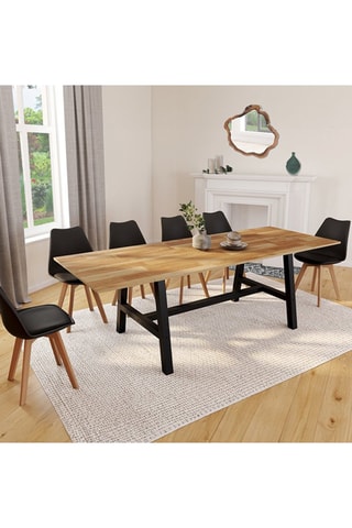 Mesa de comedor extensible Mathilde - Imitación madera y negro