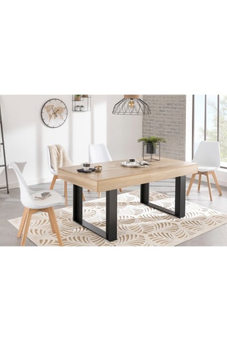 Mesa extensible Budapest - Imitación madera y negro