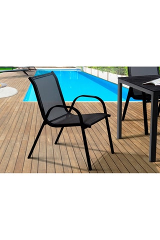 Sillas de jardín apilables negras - Pack de 4