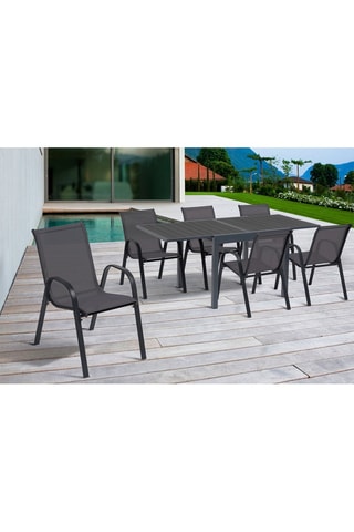 Sillas de jardín apilables de textileno gris antracita - Pack de 4