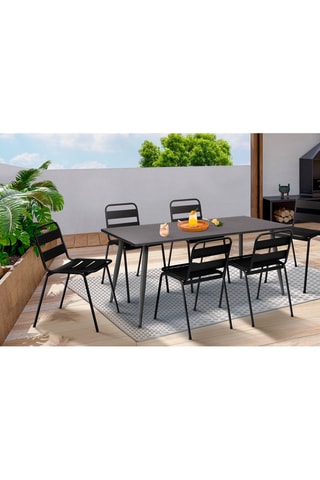 6 sillas de jardín apilables - Negro