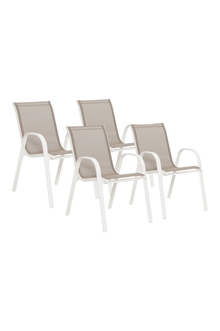 Sillas de jardín apilables de textileno blancas y beiges - Pack de 4