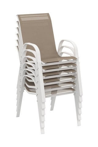 Sillas de jardín apilables de textileno blancas y beiges - Pack de 6