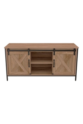 Mueble de TV de 2 puertas Chetenne - 
Imitación madera y negro