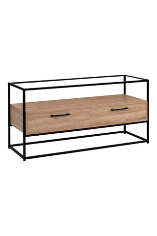 Mueble de TV de 2 cajones Siena - Imitación madera y negro