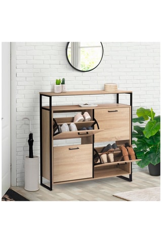 Zapatero de 4 puertas abatibles Alan - 100 x 97 x 23 cm