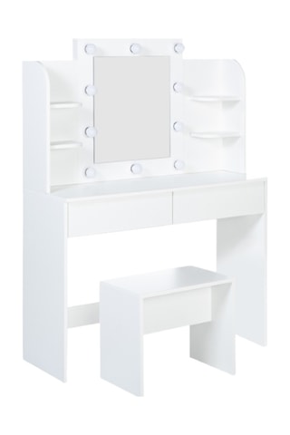 Tocador 2 cajones y taburete Zita - 108 x 41 x 40 cm/48 x 40,5 x 29,5 cm