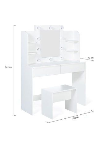 Tocador 2 cajones y taburete Zita - 108 x 41 x 40 cm/48 x 40,5 x 29,5 cm