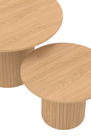Mesas de centro redondas encajables Alvar de madera y patas de listones - Pack de 2