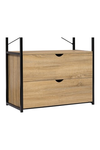 Mueble guardarropa con 2 cajones Memphis - Imitación madera y negro