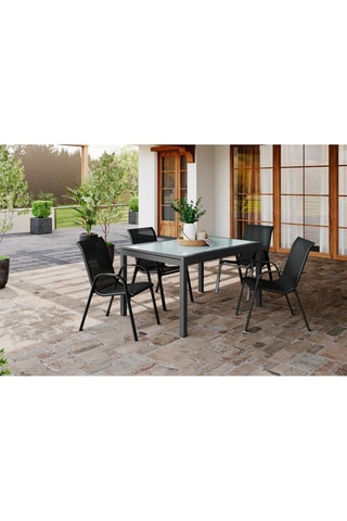 Mesa de jardín extensible gris de vidrio templado 135-270 cm