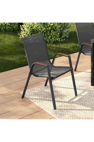 Sillas de jardín Ozéa de textileno y ratán - Pack de 4