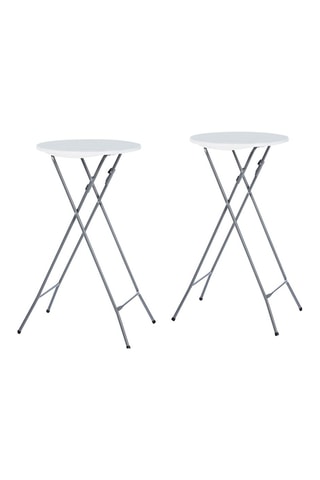 2 mesas altas plegables con funda - Blanco y gris