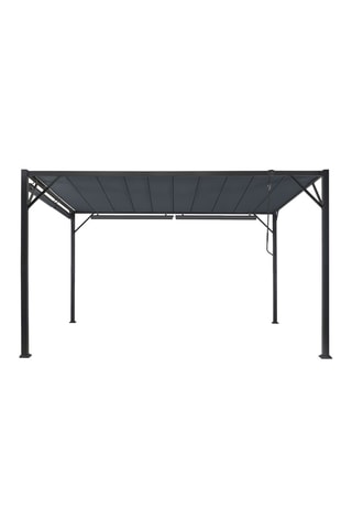 Pérgola Venice con techo orientable y 4 estores gris 3 x 4 m