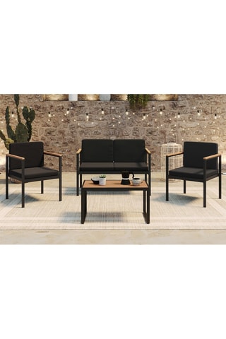 Salón de jardín Pemba 4 plazas - Madera y negro