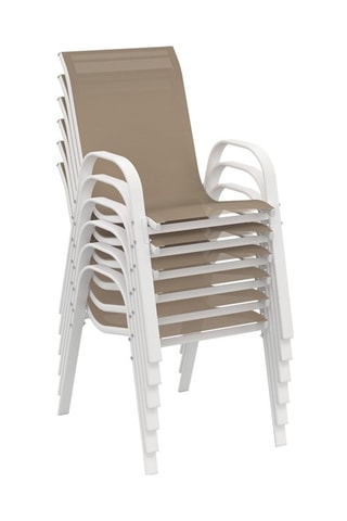 Conjunto de comedor Formentera de 10 plazas de acero beige y vidrio templado