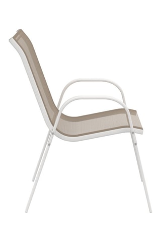 Conjunto de comedor Minorca de 6 plazas de textileno y vidrio templado blanco y beige