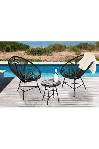 Salón de jardín Ibiza con 2 sillones y 1 mesa negra