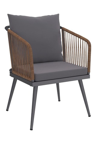 Salón de jardín Florida de 4 plazas con cojines de acero y polirratán 