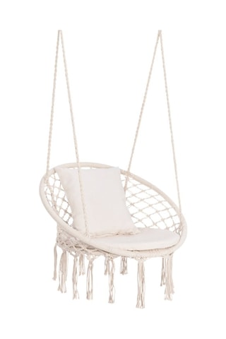 Hamaca silla de macramé con cojín