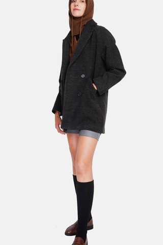 Cappotto oversize in lana - Grigio scuro