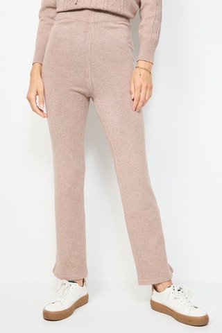 Maglia e pantaloni larghi a vita alta - Beige melange