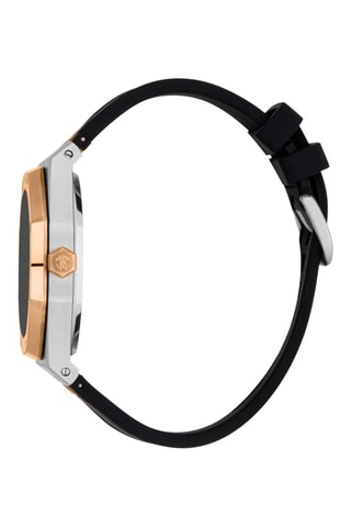 Reloj de cuarzo de silicona - Negro y plateado