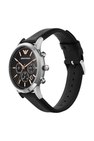 Reloj de cuarzo de piel - Cronógrafo - Negro y plateado