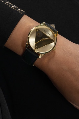 Reloj de cuarzo de piel - Negro y dorado