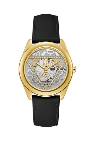 Reloj de cuarzo de piel - Negro y dorado