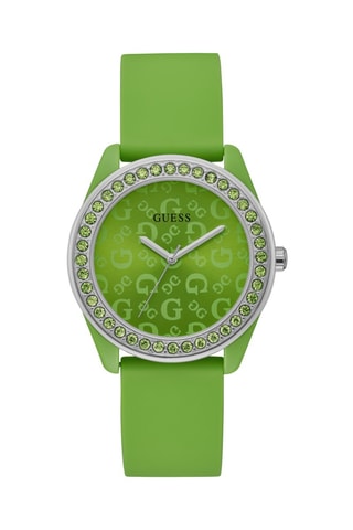 Reloj de cuarzo de silicona - Verde y plateado
