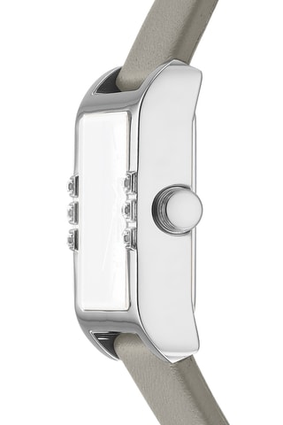 Reloj de cuarzo de piel - Gris y plateado