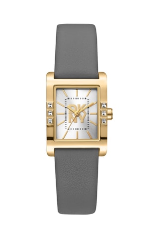 Reloj de cuarzo de piel - Gris y dorado