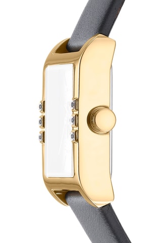 Reloj de cuarzo de piel - Gris y dorado