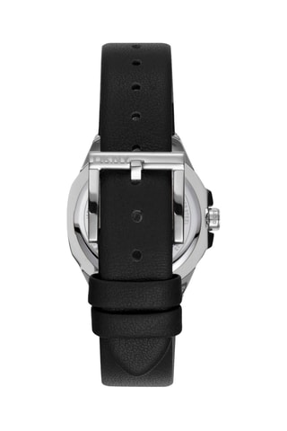 Reloj de cuarzo de piel - Negro y plateado