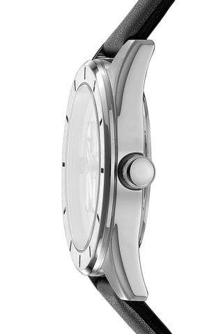 Reloj de cuarzo de piel - Negro y plateado