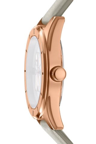 Reloj de cuarzo de piel - Gris y rosa dorado