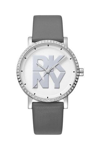 Reloj de cuarzo de piel - Gris y plateado