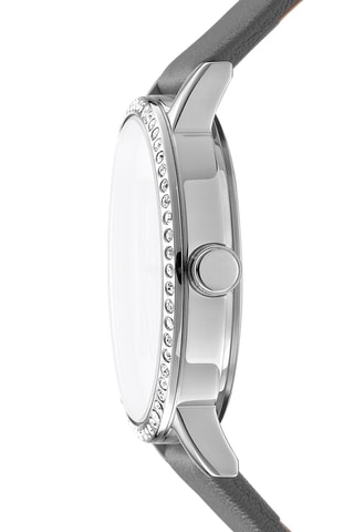 Reloj de cuarzo de piel - Gris y plateado