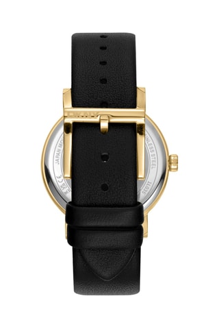 Reloj de cuarzo de piel - Negro y dorado