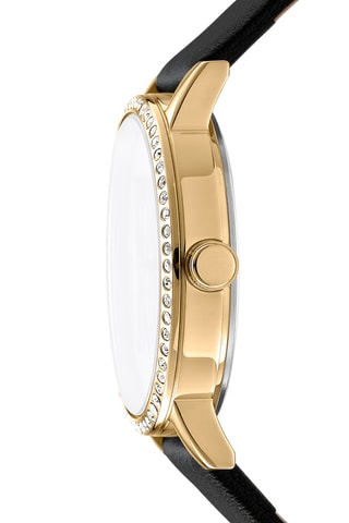 Reloj de cuarzo de piel - Negro y dorado