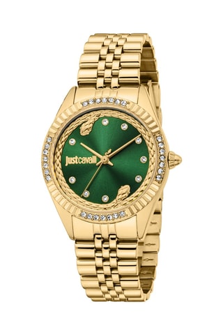 Reloj de cuarzo de acero y cristales checos Vittoria - Dorado y verde oscuro