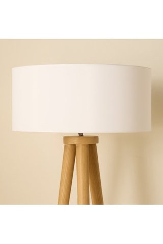 Lámpara trípode de madera de Sungkai - Blanco y natural