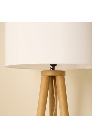 Lámpara trípode de madera de Sungkai - Blanco y natural