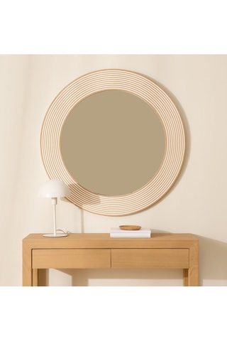 Espejo - 80 x 80 cm - Imitación madera y blanco