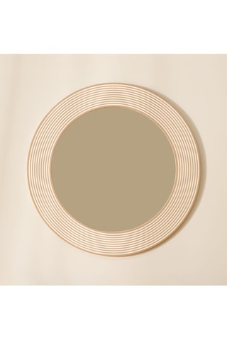 Espejo - 80 x 80 cm - Imitación madera y blanco