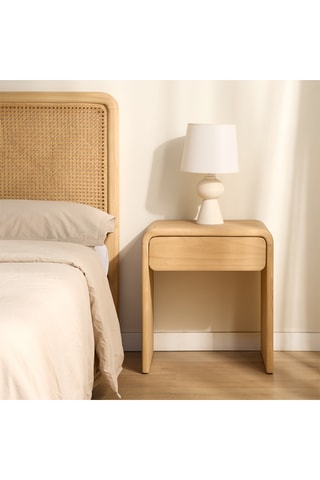 Mesilla de noche de 1 cajón de madera de Sungkai - 53,5 x 59,5 x 36 cm