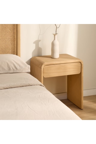 Mesilla de noche de 1 cajón de madera de Sungkai - 53,5 x 59,5 x 36 cm