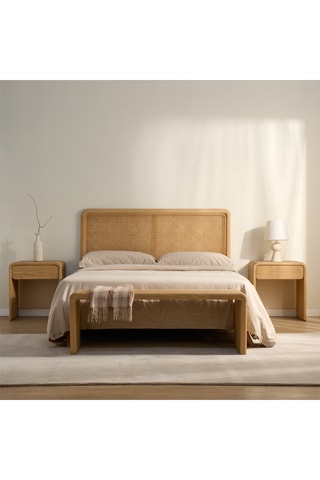 Mesilla de noche de 1 cajón de madera de Sungkai - 53,5 x 59,5 x 36 cm