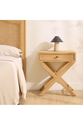 Mesilla de noche de madera de Sungkai - 1 cajón - 53 x 60,5 x 35 cm